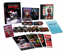 Box contents of Silent Night, Deadly Night: Parts 1 + 2 (1984/1987) [4K Ultra HD + Blu-ray + VHS] (Australian Import)