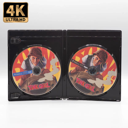 Open case showings discs of Tank Girl [4K Ultra HD + Blu-ray]