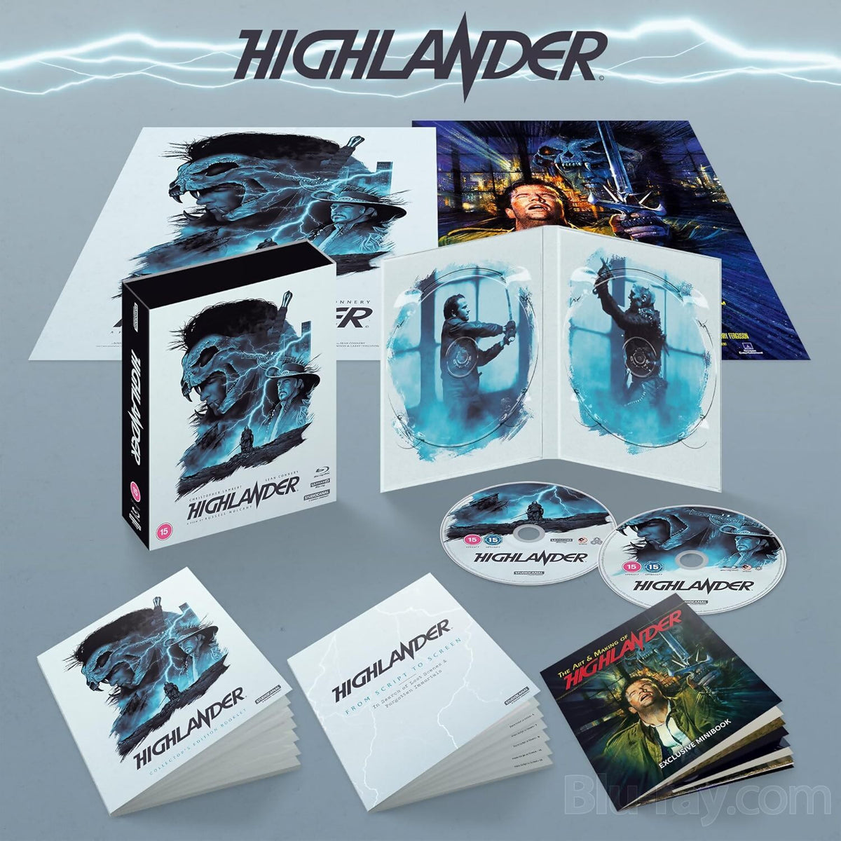 Box contents of Highlander (1986) Limited Edition (UK Import) [4K Ultra HD + Region B Blu-ray]