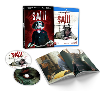 Box contents of Saw (2004) Limited Edition Lenticular Hardcase [4K Ultra HD + Blu-ray] (Australian Import)