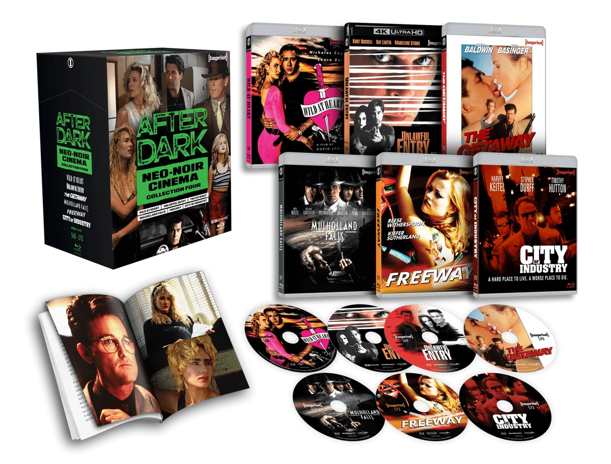 Box contents of After Dark: Neo-Noir Cinema - Collection Four Limited Edition Hardbox [4K Ultra HD + Blu-ray] (Australian Import)