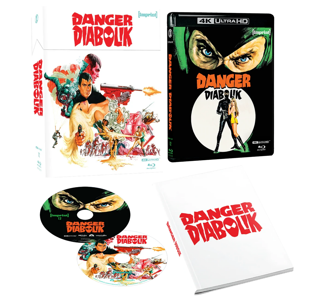 Box contents of Danger: Diabolik (1968) Limited Edition Hardbox [4K Ultra HD + Blu-ray] (Australian Import)
