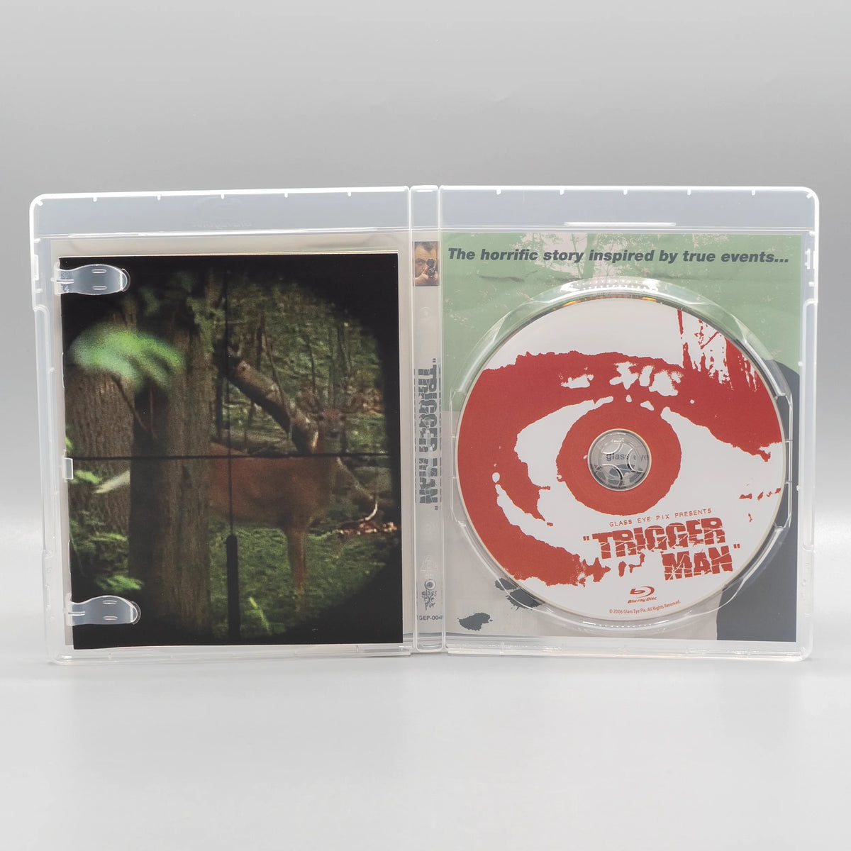 Open case showing disc art of Trigger Man [Blu-ray]