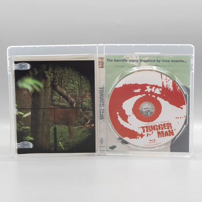 Open case showing disc art of Trigger Man [Blu-ray]