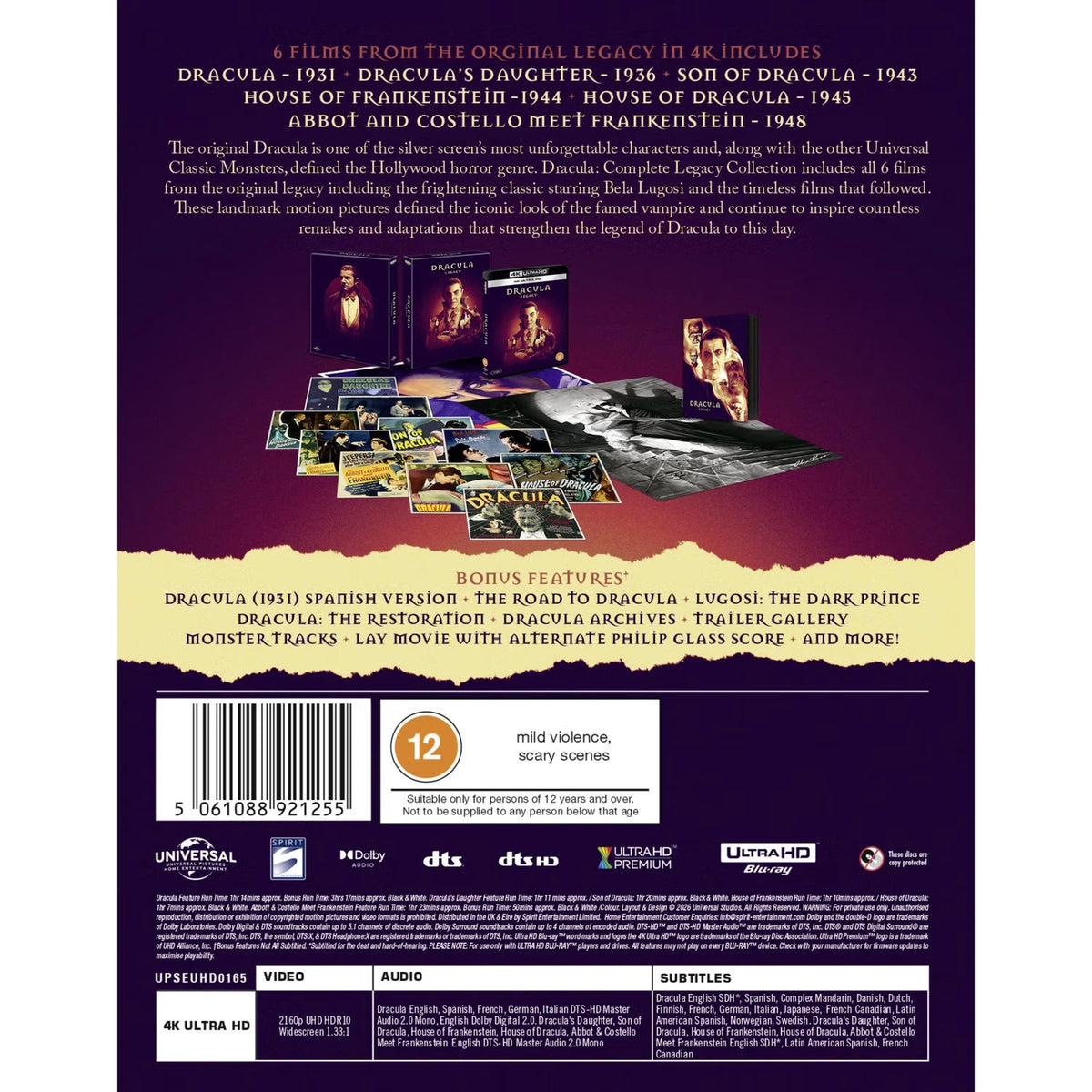 Back cover of Dracula Limited Ultimate Collector's Edition Box [4K Ultra HD] (UK Import)