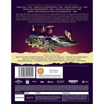 Back cover of Dracula Limited Ultimate Collector's Edition Box [4K Ultra HD] (UK Import)