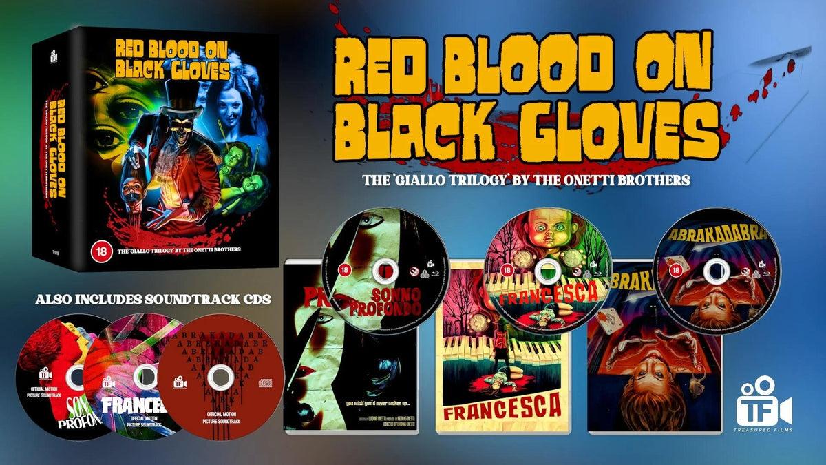 Packshot of Red Blood on Black Gloves-Giallo Trilogy Limited Edition UK Import [Blu-ray]