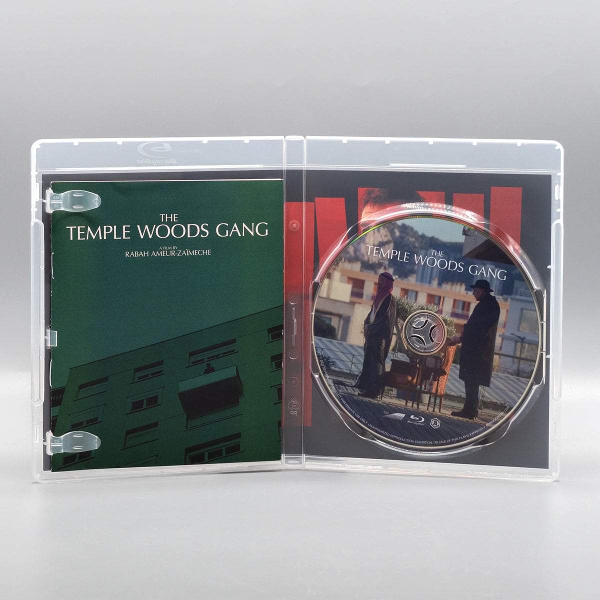 Open case showing disc art of The Temple Woods Gang [Blu-ray]