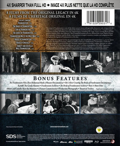 Back cover of Frankenstein Complete Legacy Collection [4K Ultra HD]
