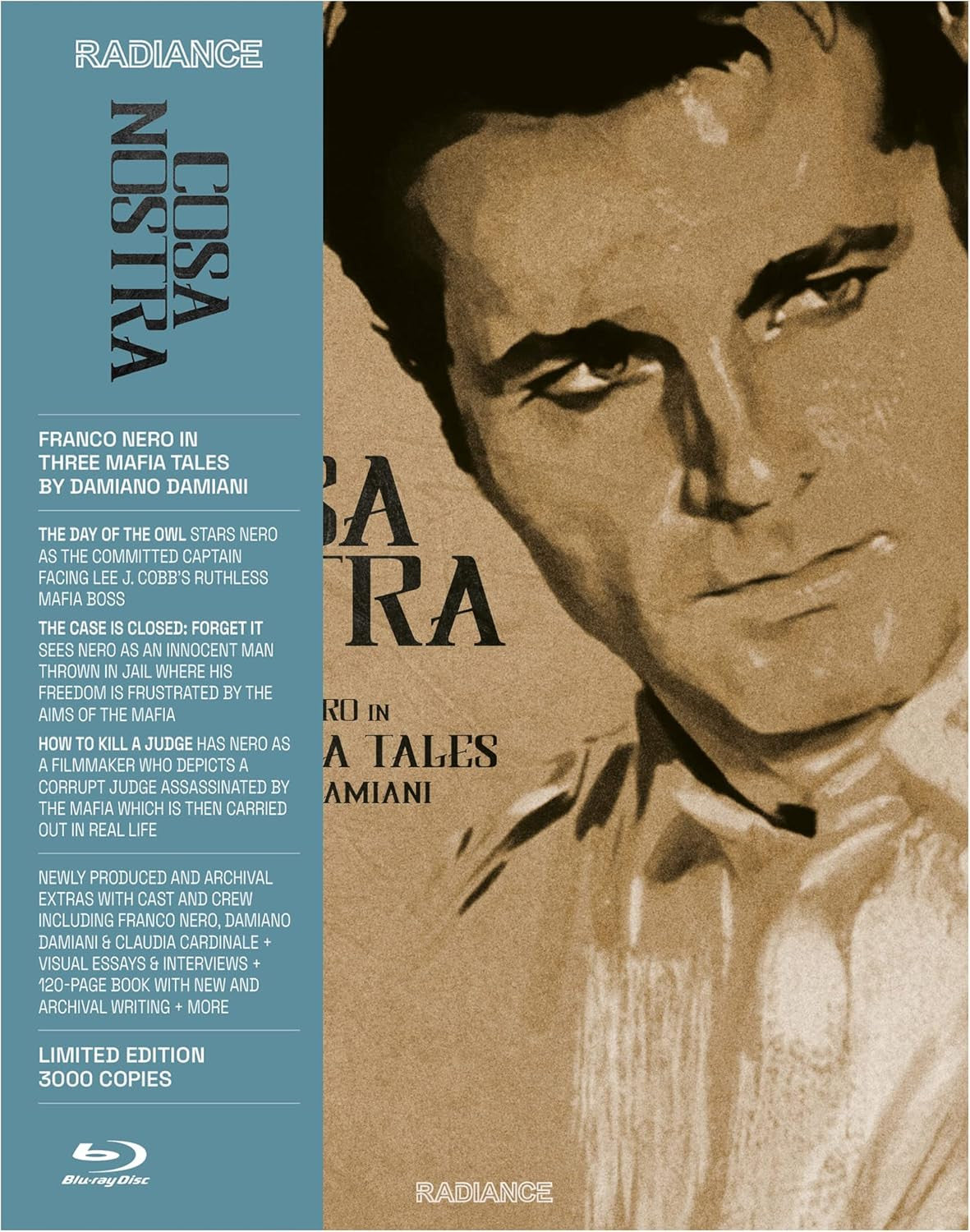 Front cover of Cosa Nostra: Franco Nero in three Mafia Tales by Damiano Damiani [Blu-ray] — OOP