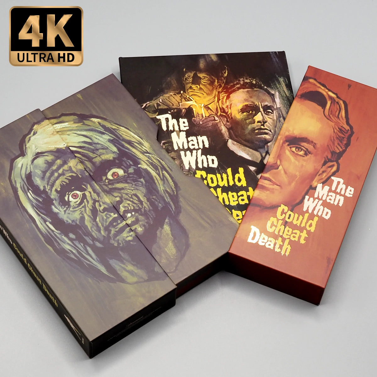 Open Limited Edition Deluxe Box showing contents 1 of The Man Who Could Cheat Death [4K Ultra HD + Blu-ray]