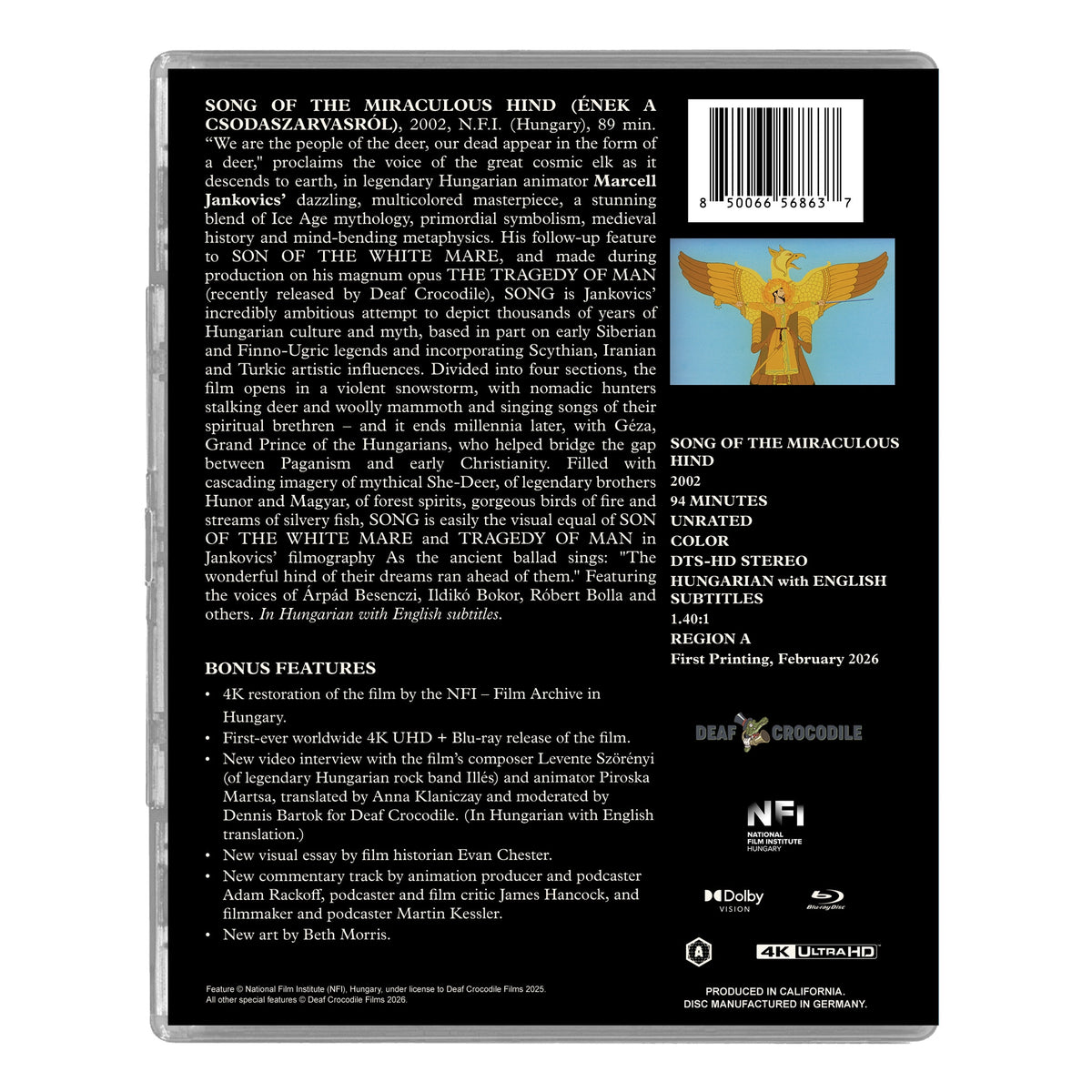 Back cover of Song Of The Miraculous Hind [4K Ultra HD + Blu-ray]