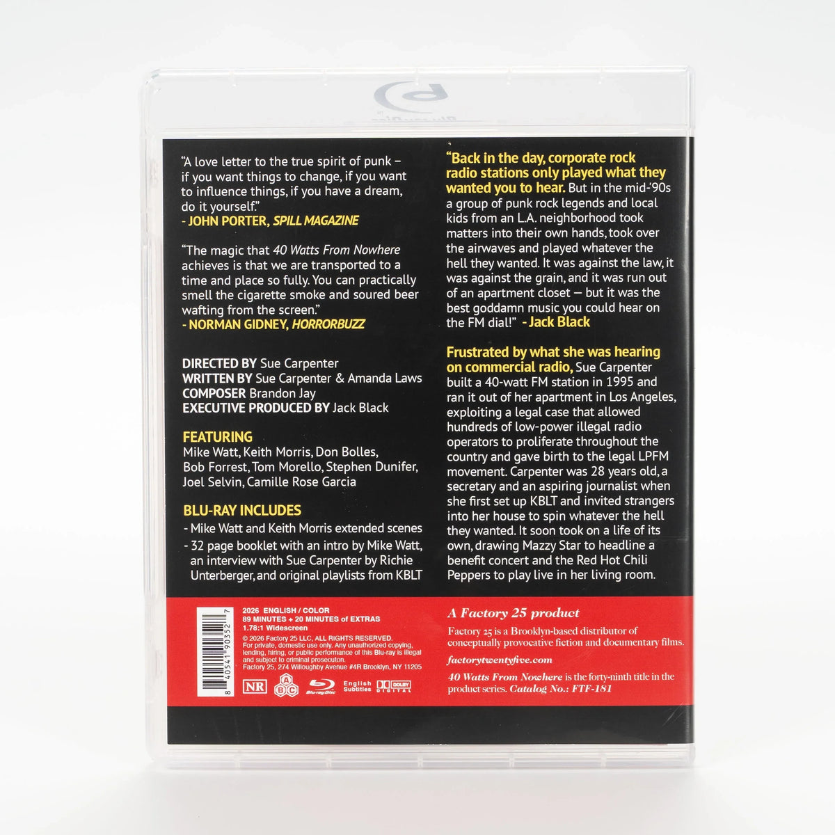 Back case of 40 Watts from Nowhere [Blu-ray]
