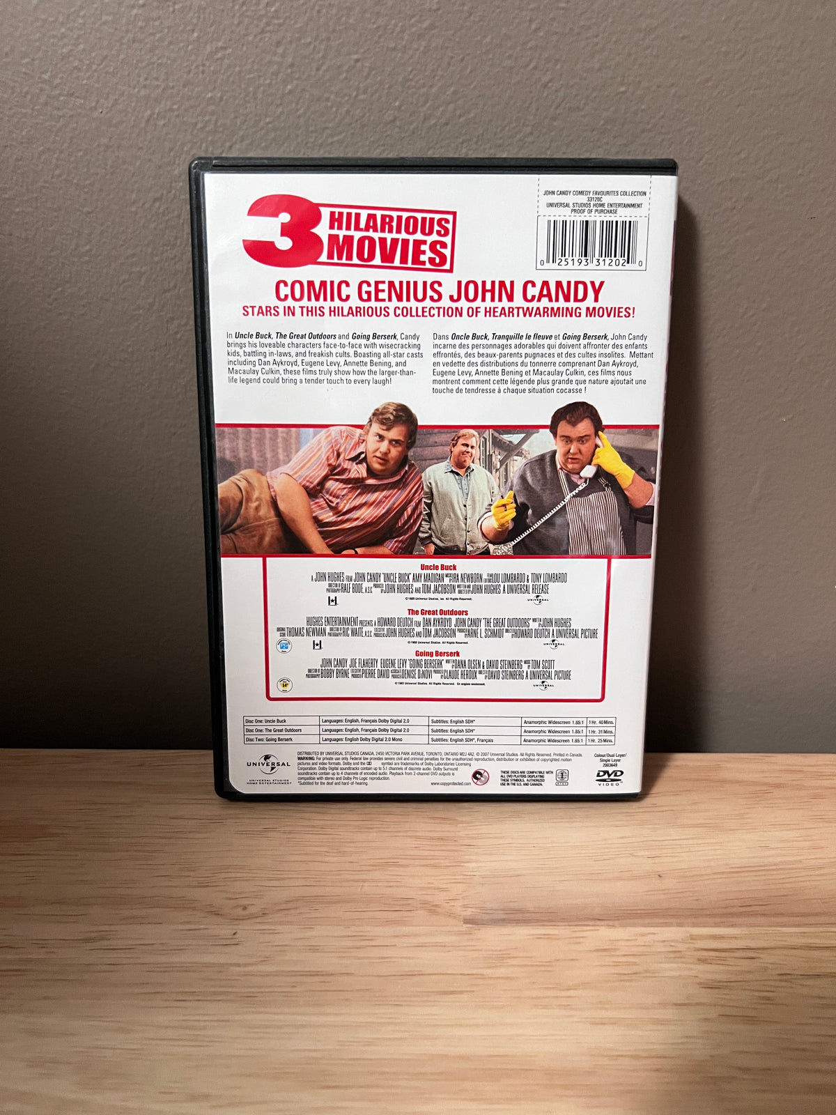 Back cover of John Candy Comedy Favourites Collection DVD