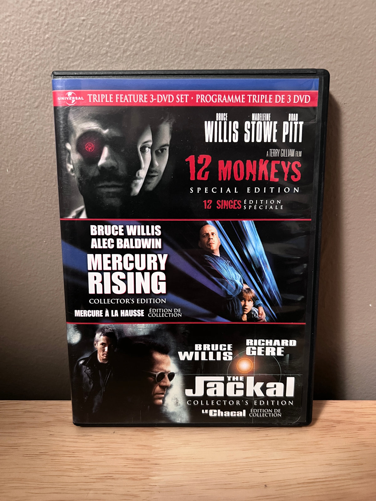 Front cover of 12 Monkeys / Mercury Rising / The Jackal: Triple Feature DVD
