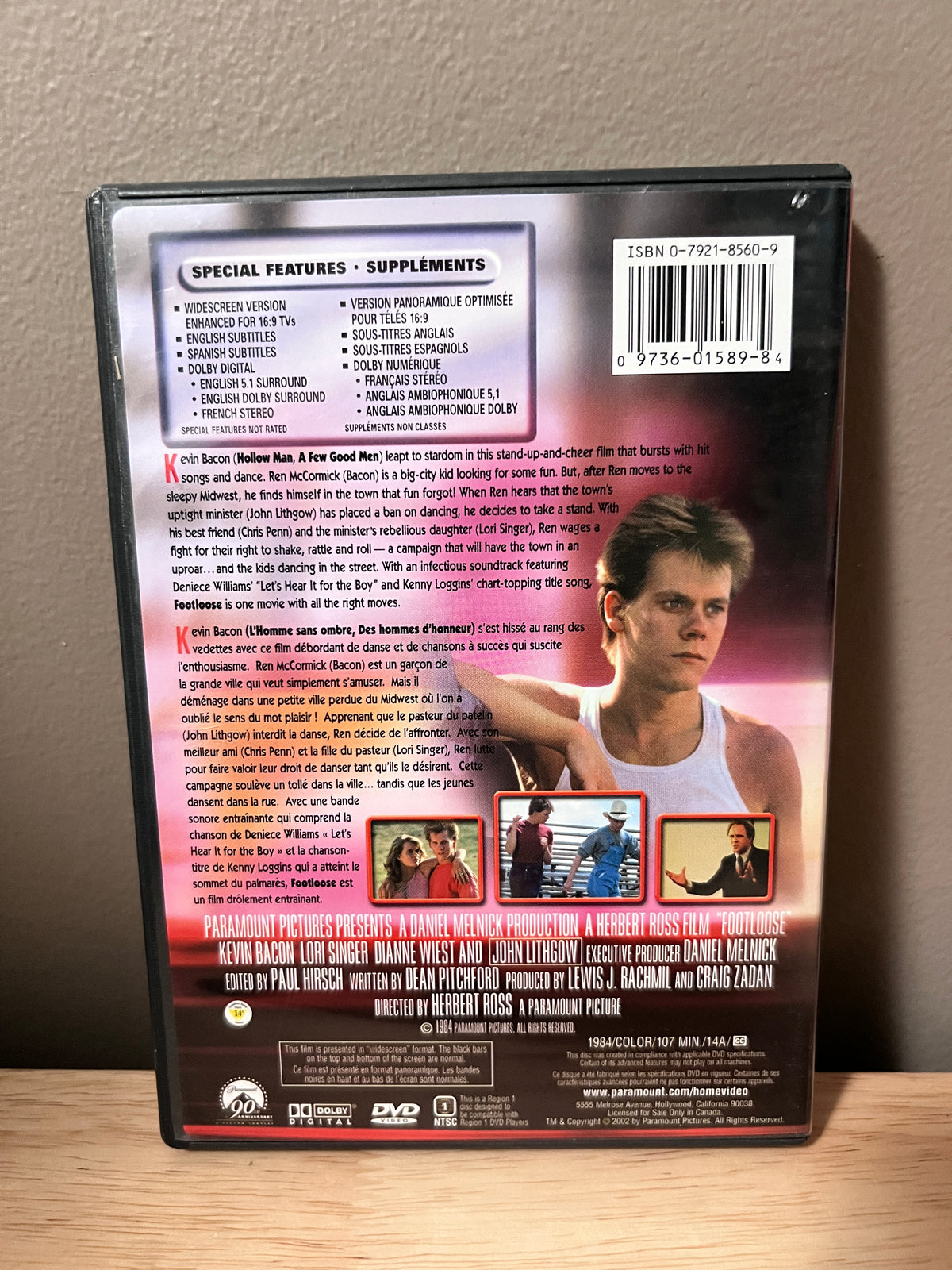 Rear / packaging view of Footloose (Widescreen Collection) DVD