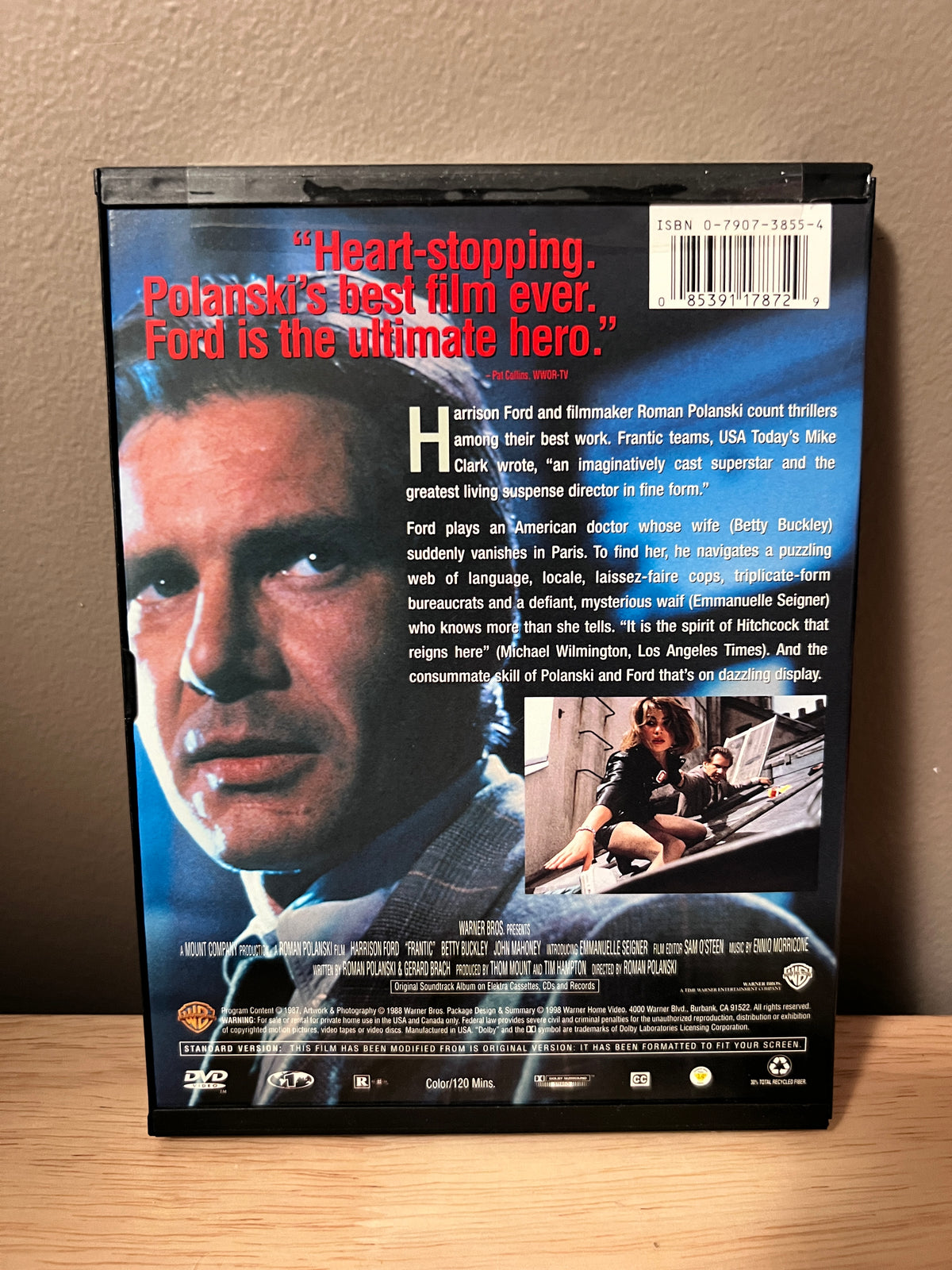 Rear / packaging view of Frantic: Widescreen DVD