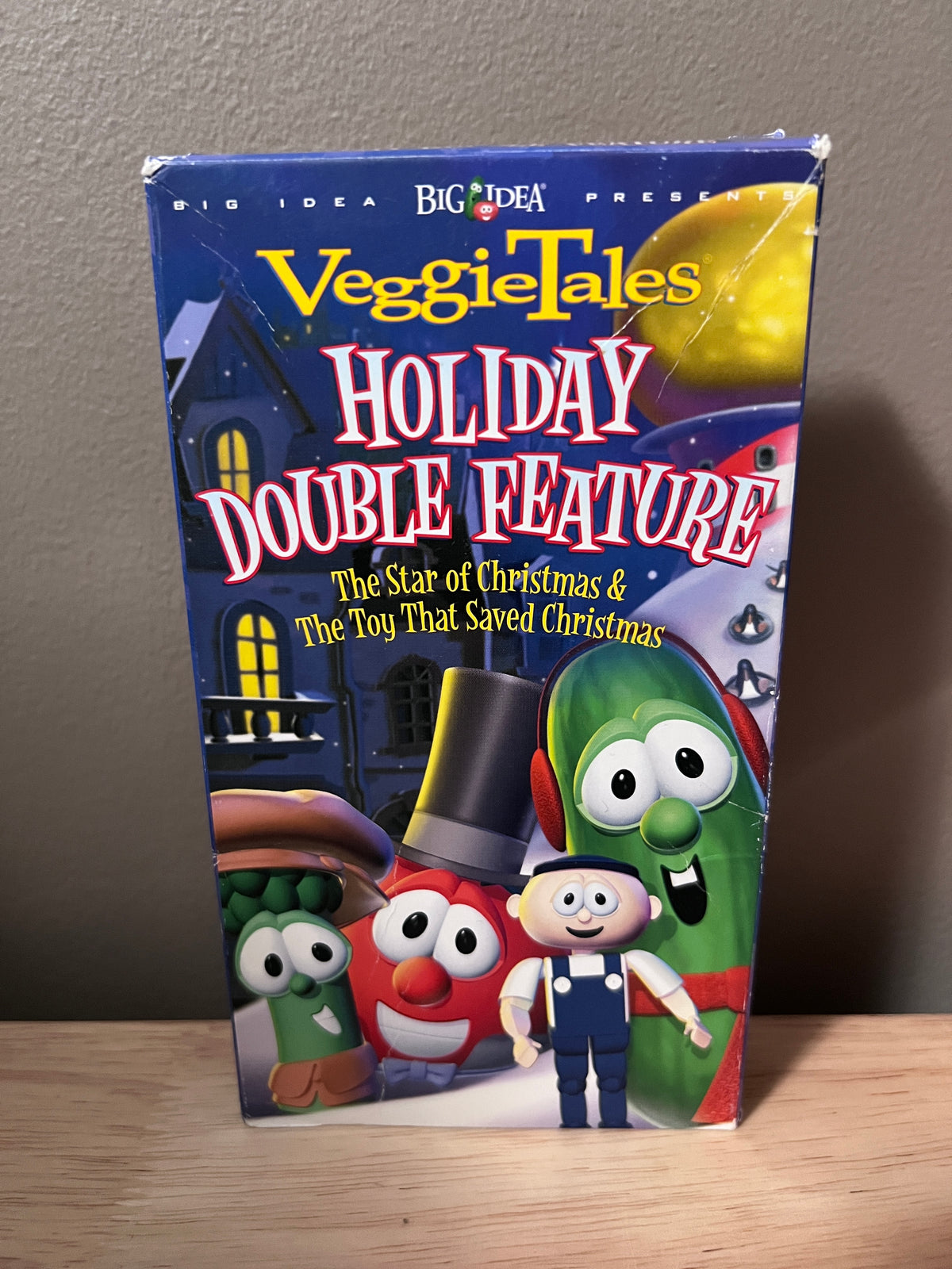 Front packaging of VeggieTales: Holiday Double Feature VHS