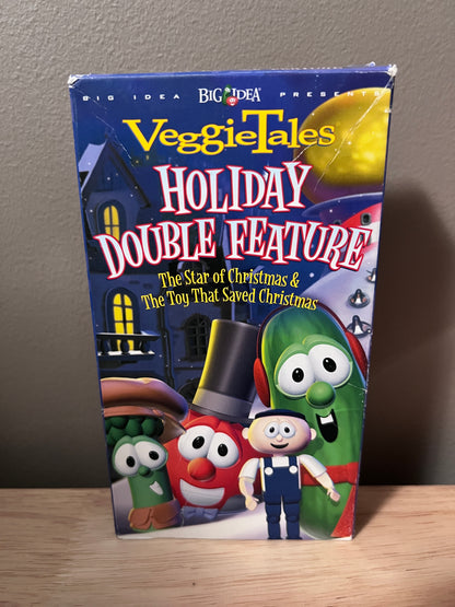 Front packaging of VeggieTales: Holiday Double Feature VHS