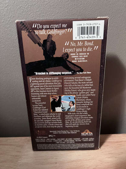 Back packaging of Goldfinger: The James Bond 007 Collection VHS