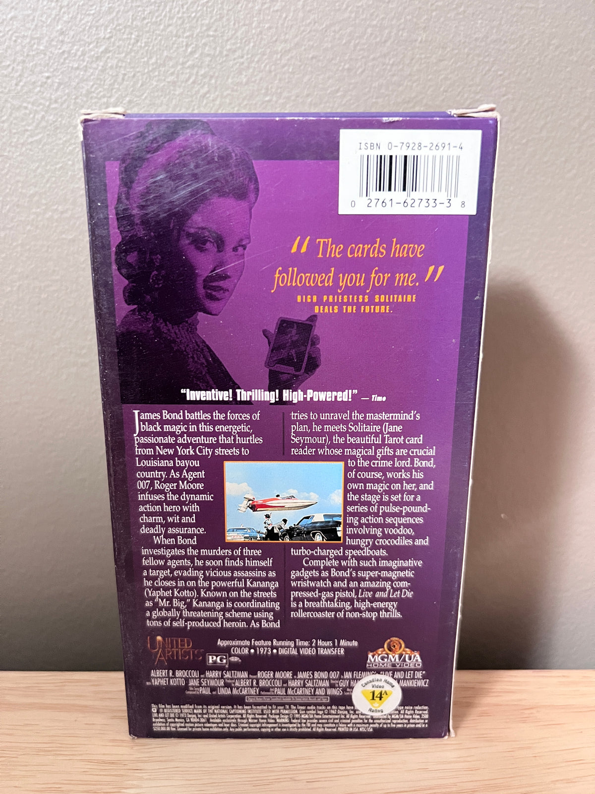 Back packaging of Live and Let Die: The James Bond 007 Collection VHS