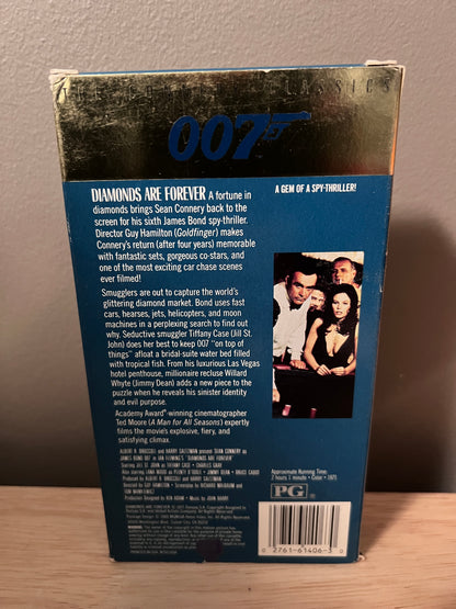 Back packaging of Diamonds Are Forever VHS