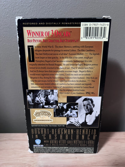 Back packaging of Casablanca: 50th Anniversary Celebration VHS