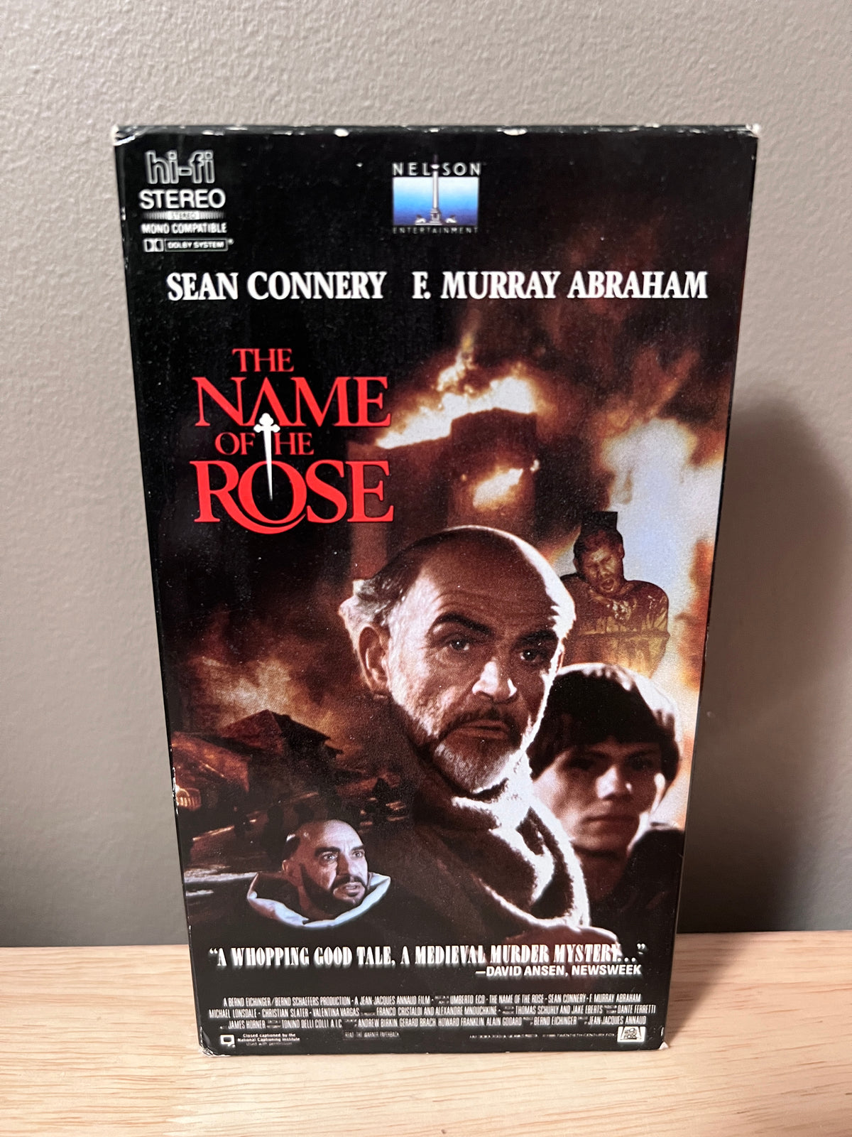 Front packaging of The Name of the Rose VHS