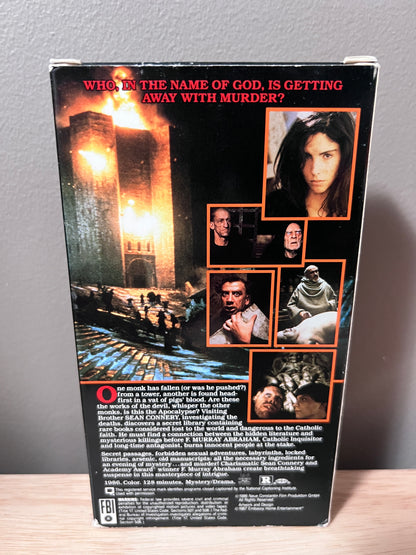 Back packaging of The Name of the Rose VHS