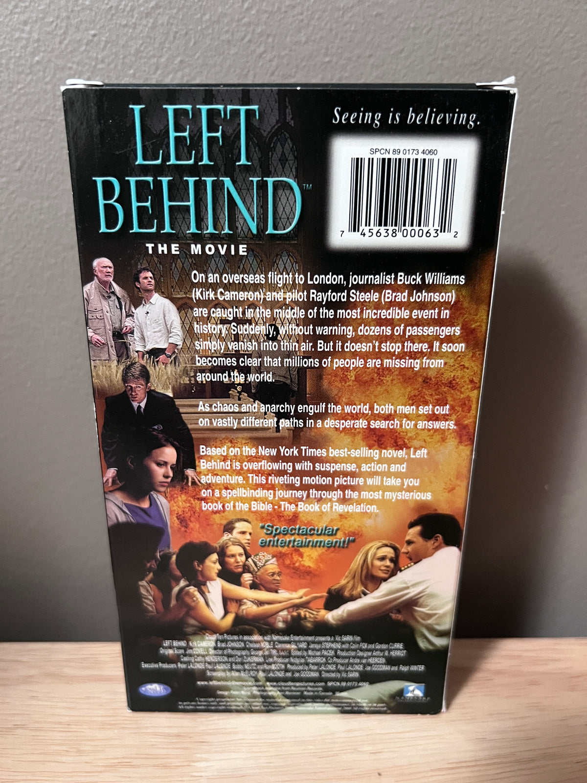 Back packaging of Left Behind: The Movie VHS