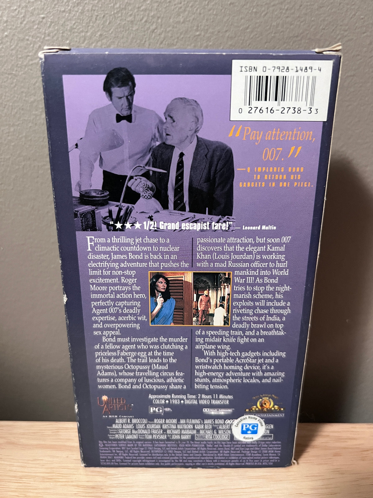 Back packaging of Octopussy: The James Bond 007 Collection VHS