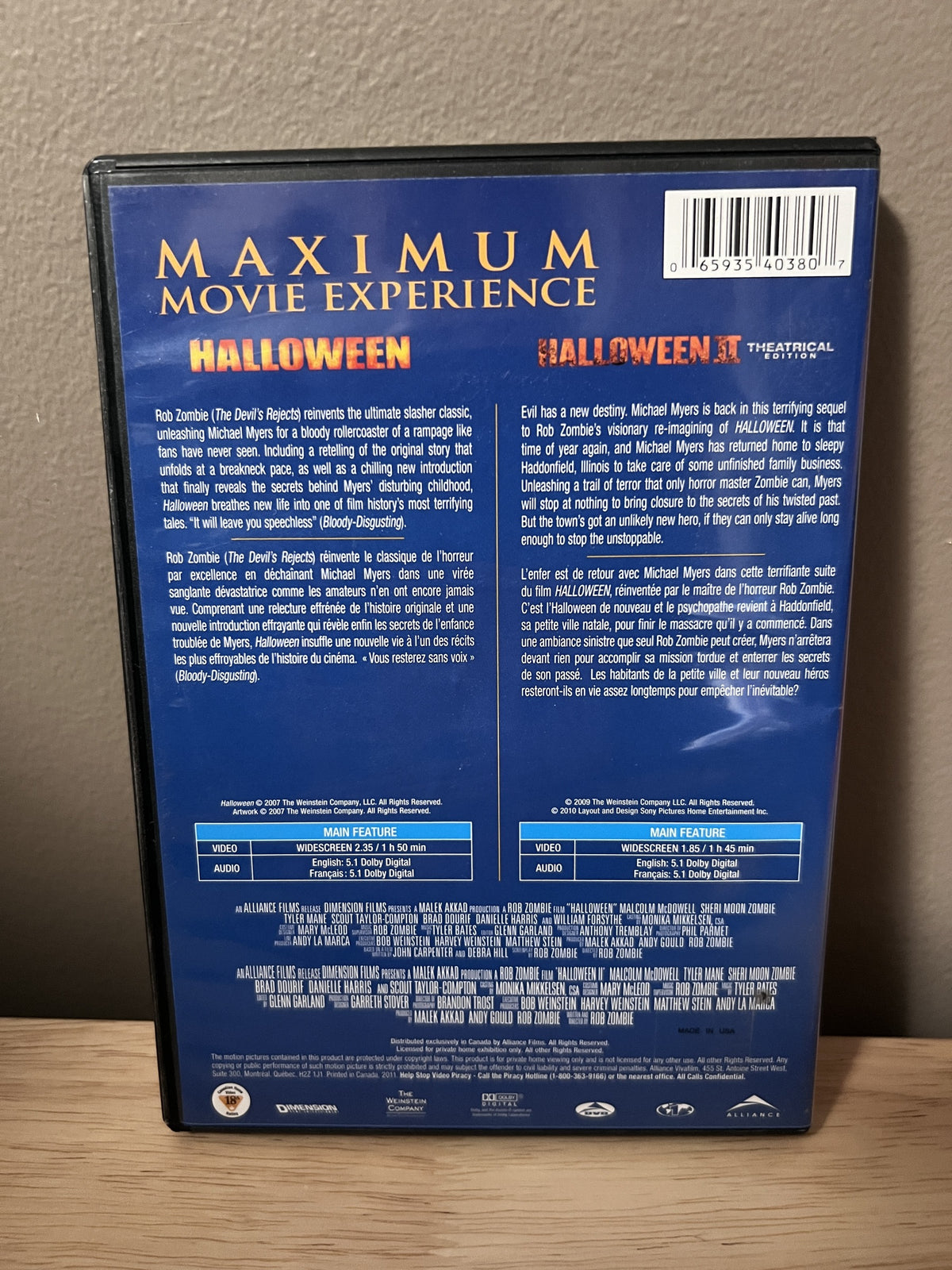 Halloween / Halloween II: Rob Zombie Double Feature — back