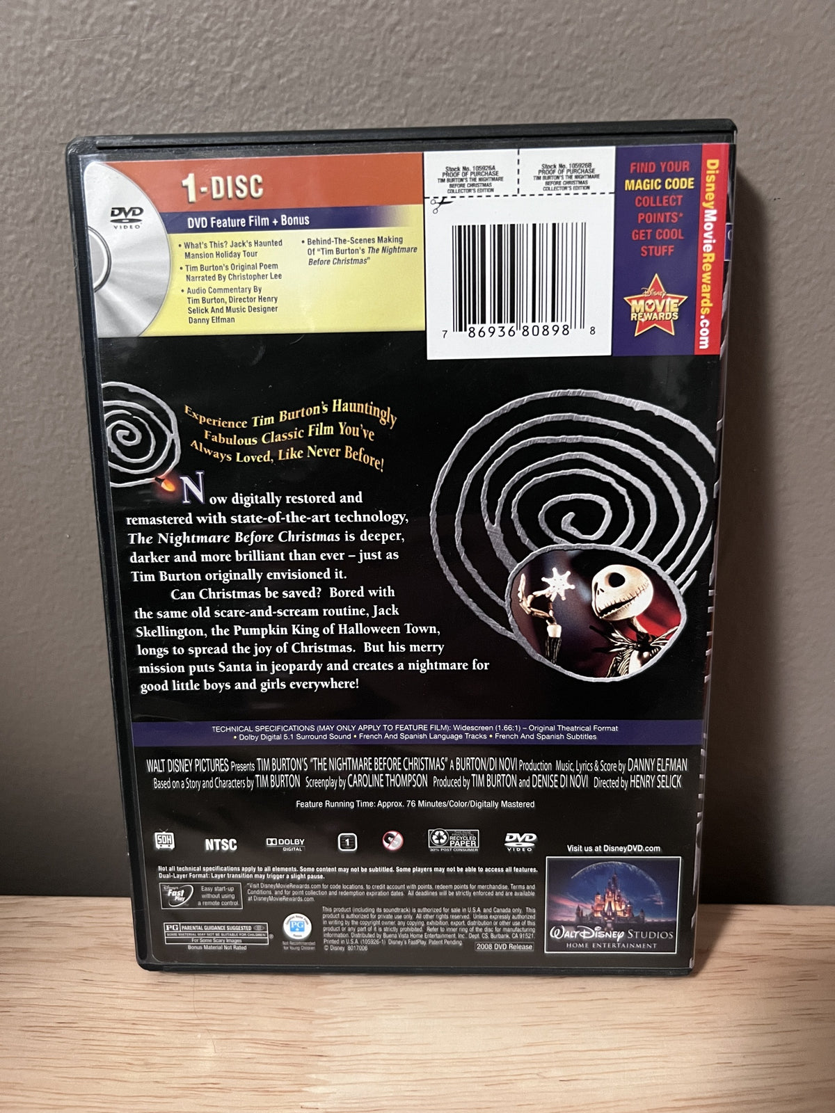 The Nightmare Before Christmas: One-Disc Collector’s Edition — back